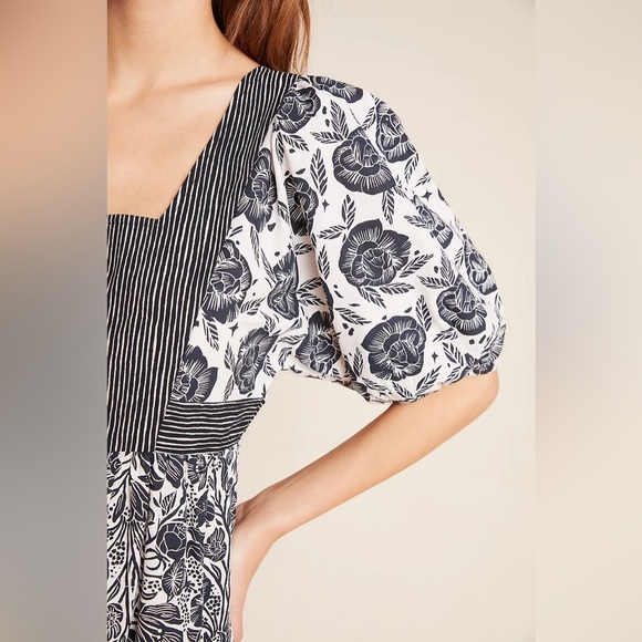 Anthropologie Blooming print Adrienne Flounced Cotton Floral Midi Dress NWT - Picture 11 of 12